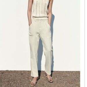 Zara cream baggy jeans size medium new with tags